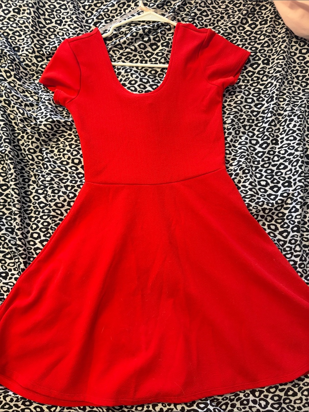 Women’s Red Scoop Neck Fit-and-Flare Dress